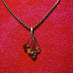 Sterling silver .925 pendant amber stones